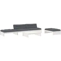 vidaXL 5-tlg. Garten-Lounge-Set mit Kissen Weiß Massivholz