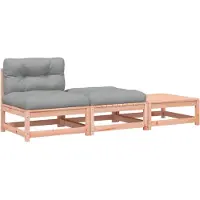 vidaXL Gartensofa ohne Armlehnen mit Kissen und Hockern