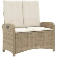 vidaXL Gartenbank Verstellbar mit Kissen Beige Poly Rattan