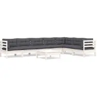 vidaXL 8-tlg. Garten-Lounge-Set mit Kissen Weiß Kiefer Massivholz