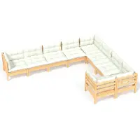 vidaXL 9-tlg. Garten-Lounge-Set mit Creme Kissen Kiefernholz