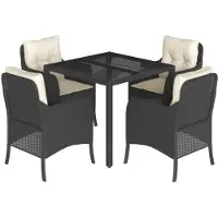 vidaXL 5-tlg. Garten-Essgruppe mit Kissen Schwarz Poly Rattan