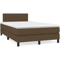 vidaXL Boxspringbett mit Matratze Dunkelbraun 120x190 cm Stoff