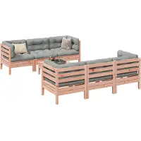 vidaXL 7-tlg. Garten-Sofagarnitur mit Kissen Massivholz Douglasie