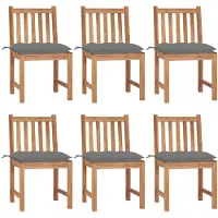 vidaXL Gartenstühle 6 Stk. mit Kissen Massivholz Teak