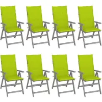 vidaXL Verstellbare Gartenstühle mit Auflagen 8 Stk. Grau Akazienholz