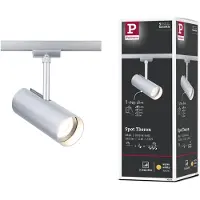 Paulmann URail LED-Schienenspot Theron, chrom 3.000 K Ø 6 cm dimmbar, alu / grau / zink, für Wohn- / Esszimmer, Kunststoff, Modern