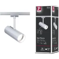 Paulmann URail LED-Schienenspot Theron, chrom 4.000 K Ø 6 cm dimmbar, alu / grau / zink, für Wohn- / Esszimmer, Kunststoff, Modern
