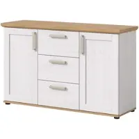 Inn.Furn Sideboard "Mirano" in weiß Lärche und Eiche Artisan Landhaus Kommode 129 cm