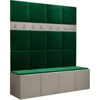 Mirjan 24 Garderoben-Set Orion V, Garderobe mit Sitzbank mit 16 x Wandpanel 42x42 (Farbe: Cashmere, Polo 889)