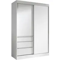 Mirjan 24 Kleiderschrank Haiti 140, Loft Schiebetürenschrank, Stilvoll Garderobenschrank (Farbe: Weiß)