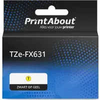 PrintAbout Schriftband kompatibel mit Brother TZe-FX631 - (12 mm) - Schwarz auf gelb
