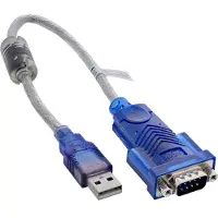InLine USB zu Seriell Adapterkabel Premium, Stecker A an 9pol Sub D Stecker, USB, Sub-D, 0,2 m, Blau, Grau, Transparent