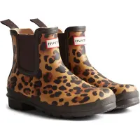 Hunter Chelsea Boots Unisex Leopard Braun Gummi