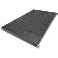 Digitus Fachboden mit variablen Befestigungsschienen zum Festeinbau in 483 mm (19")-Schränke, Schwarz, 4,8 kg