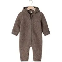 Huttelihut Baby Strampler Pram Suit Wool Fleece - Taupe - Größe 74