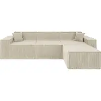 Popsofa Beat Ecksofa Cordstoff beige