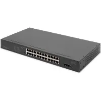 Digitus 24-Port Gigabit Netzwerkswitch, 19 Zoll, unmanaged, 2 Uplink Ports, SFP, Unmanaged, Gigabit Ethernet (10/100/1000), Vollduplex, Power over Ethernet (PoE), Rack-Einbau, 1U