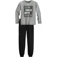 Le jogger Pyjama 2 tlg. langer Schlafanzug, bedruckt, Rundhals-Ausschnitt, aus Baumwolle