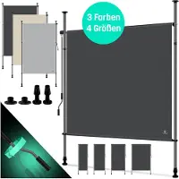 Kesser Klemmmarkise Senkrechtmarkise außen Ausziehbar & Blickdicht | Vertikalmarkise mit Handkurbel ohne Bohren | Balkon-Sichtschutz & Windschutz für Garten & Terrasse Wasserfest
