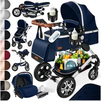 Kesser Loops Kinderwagen 4 in 1 Kombikinderwagen Komplett-Set auch als Buggy für Kinder bis 4 Jahre inkl. Babywanne, Babyschale + Fußsack, Korb, Wickeltasche, Regen- & Insektenschutz & Flaschenhalter
