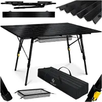 Kesser Campingtisch faltbar Klapptisch mit Aluminiumrahmen Aufrollbare Tischplatte Falttisch klappbar höhenverstellbar inkl. Tragetasche mit Trageband & Netztasche