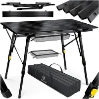 Kesser Campingtisch faltbar Klapptisch mit Aluminiumrahmen Aufrollbare Tischplatte Falttisch klappbar höhenverstellbar inkl. Tragetasche mit Trageband & Netztasche