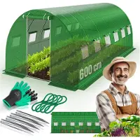 Kesser Folien-Gewächshaus mit Fenstern, Moskitonetz & Tür, Rahmen verzinkter Stahl, inkl. Erdanker