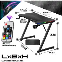 Kesser Gaming Tisch LED Z-Form, Kopfhörerhaken, ergonomisch, inkl. Mauspad & Getränkehalter