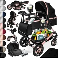 Kesser Loops Kinderwagen 4in1 Kombikinderwagen bis 4 Jahre, inkl. Babywanne, Babyschale & Fußsack