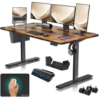 Kesser Höhenverstellbarer Schreibtisch elektrisch, 3-Funktions-Memory, inkl. Rollen & USB-Anschluss