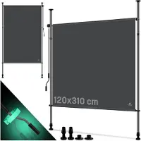 Kesser Klemmmarkise Senkrechtmarkise außen Ausziehbar & Blickdicht | Vertikalmarkise mit Handkurbel ohne Bohren | Balkon-Sichtschutz & Windschutz für Garten & Terrasse Wasserfest