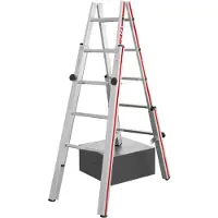 Hymer Treppenstehleiter Teleskopleiter mit patentierter Feststellvorrichtung 2x5 Stufen