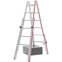 Hymer Treppenstehleiter Teleskopleiter mit patentierter Feststellvorrichtung 2x6 Stufen