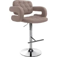 CLP Barhocker Dublin Stoff höhenverstellbar und drehbar | Farbe taupe Gestell Farbe chrom