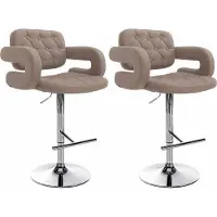 CLP 2er Set Barhocker Dublin Stoff höhenverstellbar und drehbar | Farbe taupe