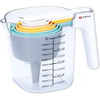Alpina Edco Messbecher Set - 9-teiliges Kunststoff Messset für Küche und Backen