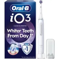 Oral-B iO3 elektrisk tandbørste (hvid) 1 Radiant White tandbørstehoved, holder til børstehoved