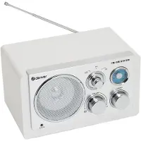 Ginza.se TR-63W Radio mit AUX-Eingang, UKW-Antenne, 1,5W RMS, Batterie-& Netzbetrieb, Weiß