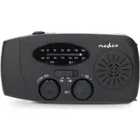 Nedis Notfallradio - Tisch Ausführumg - AM / FM - Akkubetrieben / Handkurbel / Stromversorgung über USB - Schwarz