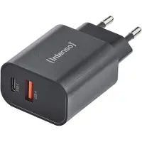 Intenso Power Adapter W30AC, 30W, USB-A und USB-C Anschluss, schwarz, Drinnen, 120 - 140 V, 50/60 Hz, 30 W, 20 V, Schwarz