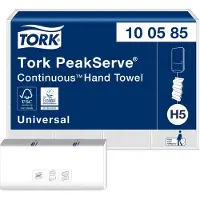 Tork Papierhandtücher PeakServe Endlos H5 100585, 1-lagig & geprägt, FSC-Papier, 12 Pack mit je 410 Blatt, in 1 Karton, weiß