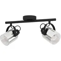Eglo Deckenlampe Berregas, Spotbalken 2-flammig, Deckenstrahler mit Glas-Lampenschirmen, Spot Deckenleuchte aus Metall in Schwarz und Rauchglas, E27
