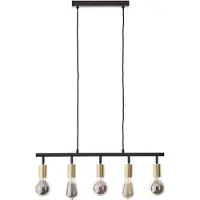 Brilliant Tiffany Balkenpendel, 5-flammig E27 Schwarz Matt Messing Gebürstet 99684/78