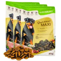 Lecker.Pet 12 kg Gino's Adult Maxi mit Huhn Hundefutter Trockenfutter Vollnahrung