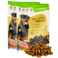 Lecker.Pet 8 kg Gino's Adult Maxi mit Huhn Hundefutter Trockenfutter Vollnahrung