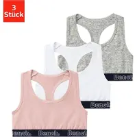 Bench . Bustier Packung, 3 Stk. unifarben, Bündchen mit Logoschriftzug, Ringerrücken