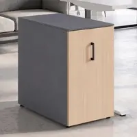 MCW Aktenschrank -Q27, Büroschrank Stahlschrank, Stützrad Staufächer, Metall 74x43x80cm ~ dunkelgrau, Holzfront