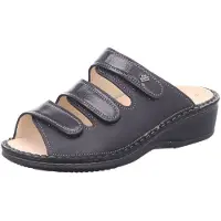 Finn Comfort Bequeme Pantolette Pisa, Damen, Schwarz, Leder, - Damenschuhe Pantolette / Zehentrenner, Schwarz