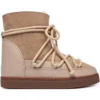 INUIKII für Damen. 1001.004.0042 Lederstiefel Classic Wedge beige (39), 3 bis 5 cm, Schnürsenkel, Lässig